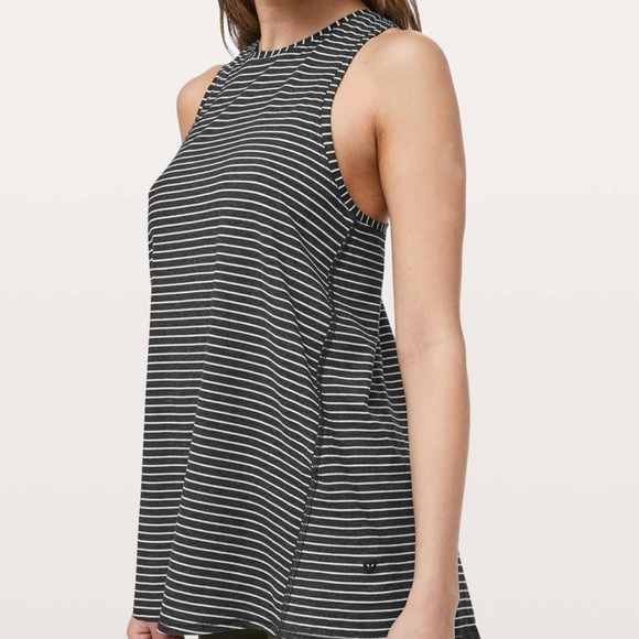 Lululemon All Tied Up Black and White Heather Relaxed Sleeveless Tank Top - Picture 1 of 9
